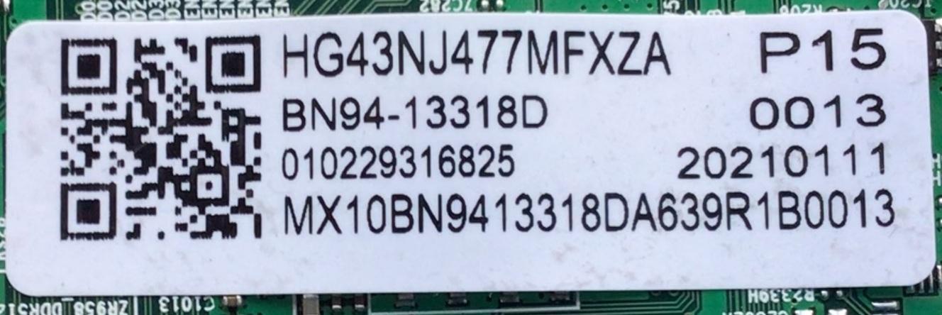 MAIN PARA TV SAMSUNG / NUMERODE PARTE BN94-13318D / BN41-02640A / BN9715115A / BN9413318D / PANEL CY-JN043BGEV3H / MODELO HG43NJ477MFXZA BA01	 - Imagen 3